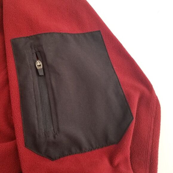 Eddie Bauer Fleece Pullover Mens M Red 1/4 Zip Zipper Sleeve Pocket - Picture 5 of 6